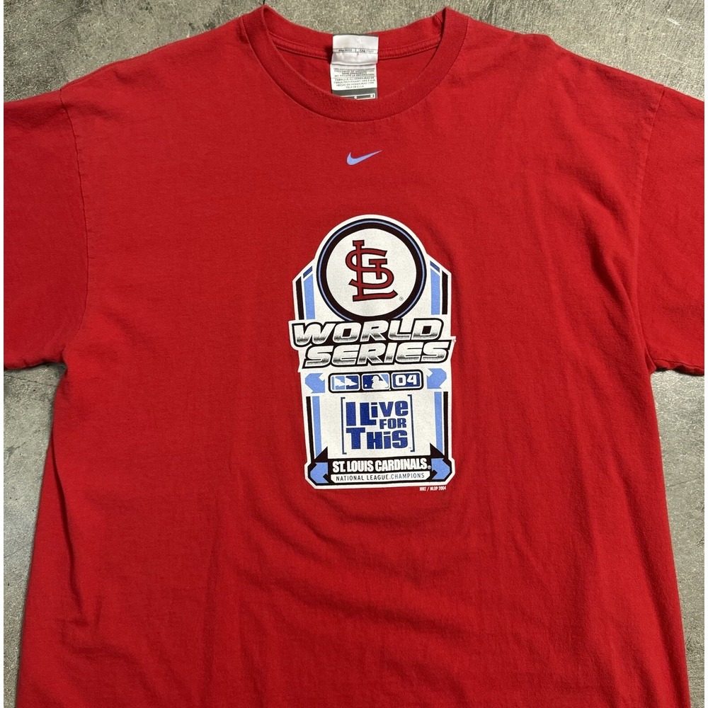 04 Vintage Men's Nike St. Louis Cardinals World Series Shirt L Red Center Swoosh